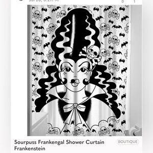 Sourpuss Frankengal Shower Curtain Frankenstein